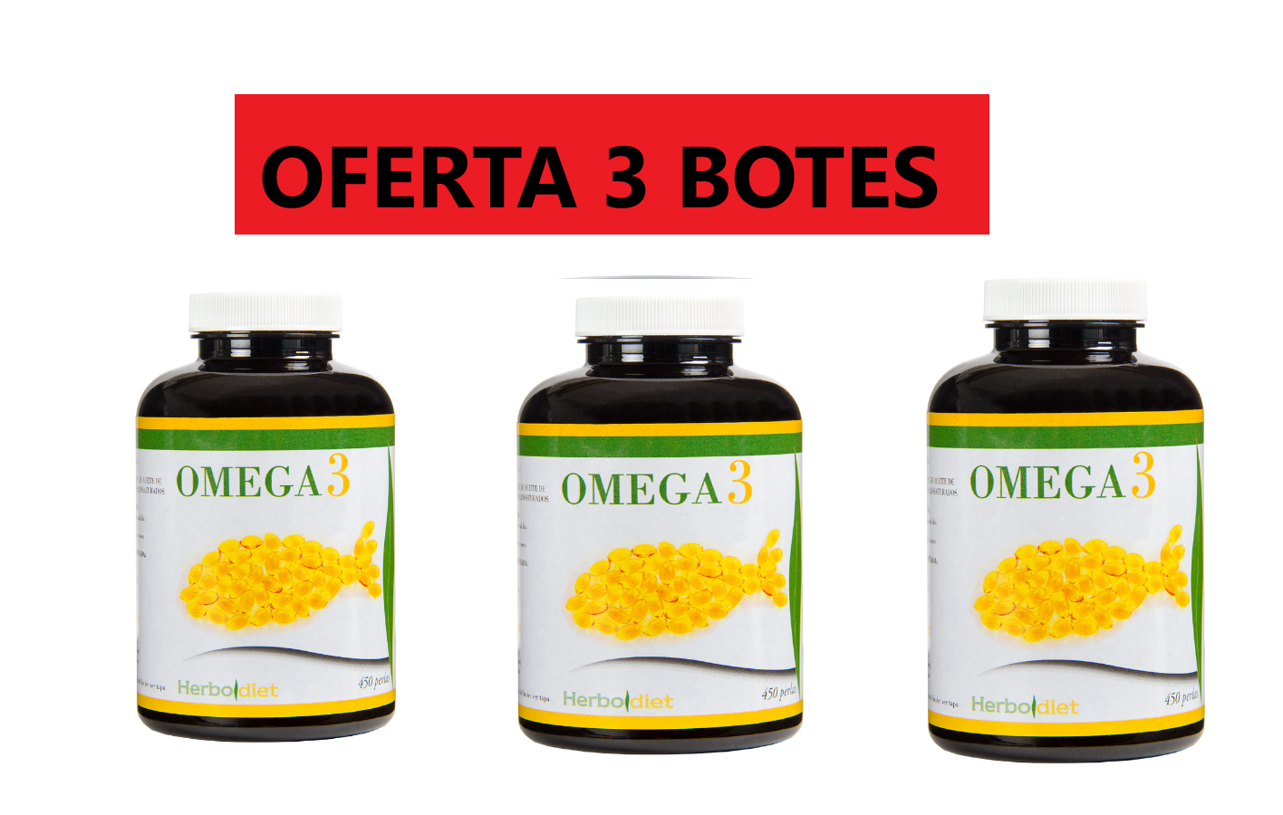 3 Botes Omega 3 500 mg., 450 perlas