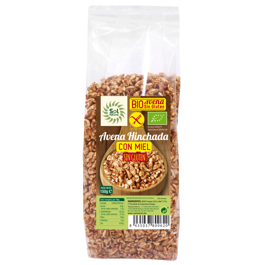 Avena Hinchada con miel - Sin Gluten 150gr