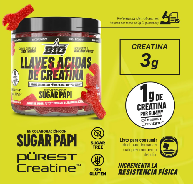 Llaves Ácidas de Creatina, sin Azúcar, 90 Gominolas