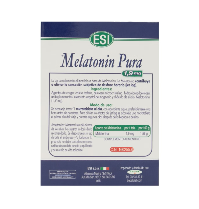 Melatonina Pura, 60 Microtabletas, 1,9 mg