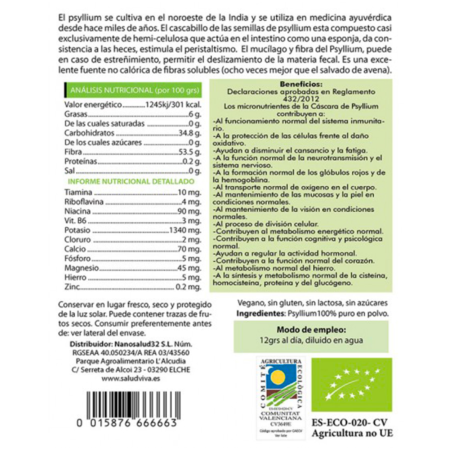 Psyllium en Polvo, 200 gr.
