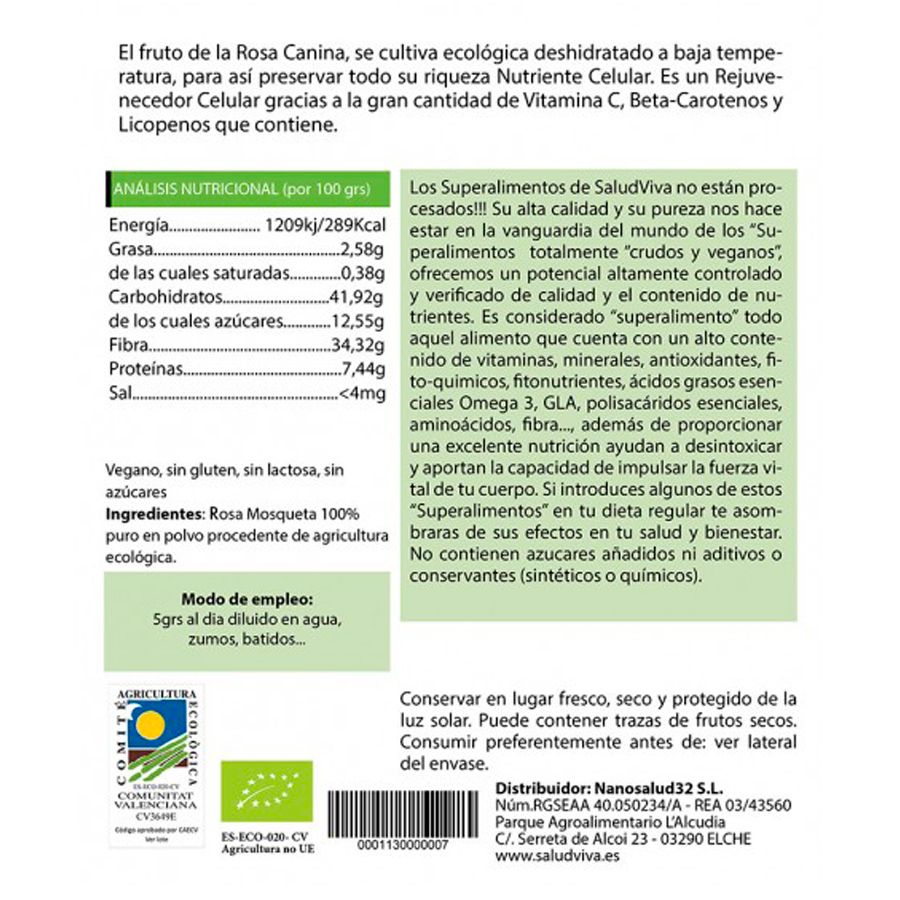 Rosa Mosqueta en Polvo, 125 g.