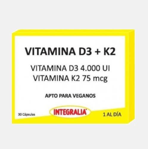 Vitamina D3 + K2, 30 Cápsulas